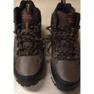 Skechers Skech-Tex Waterproof Brown Leather Lace Up Ankle Work Boots Mens Size 6